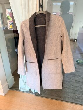 Banana Republic Two-Tone Gray Open-Front Reversible Cardigan Coat -